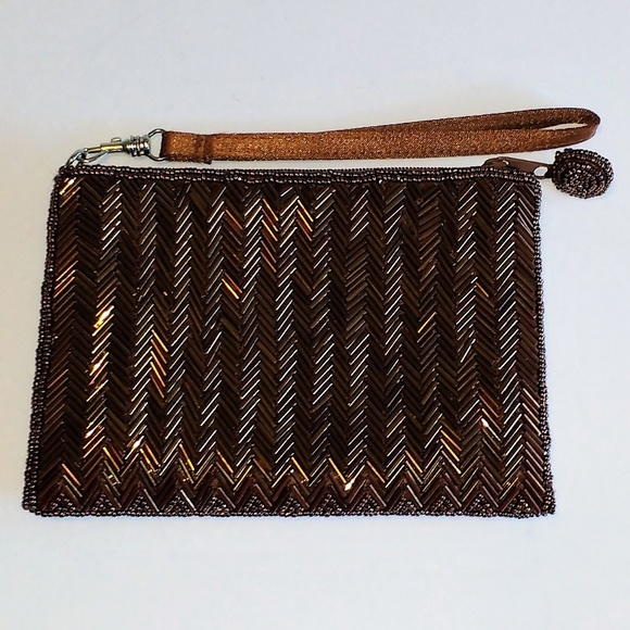 Handbags - Bronze Beaded Wristlet